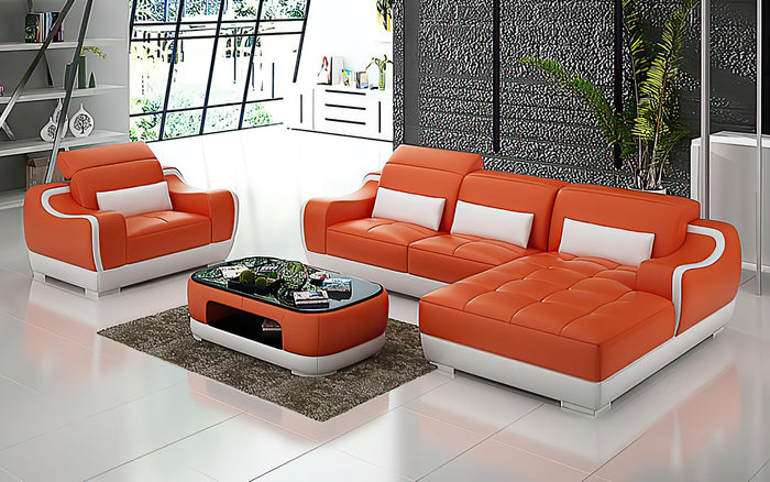 Amir Mini Modern Leather Sectional with Chaise