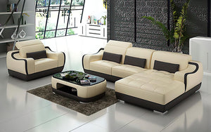Amir Mini Modern Leather Sectional with Chaise