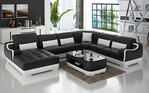 Amir Modern Leather Sectional with Tufted Chaise
