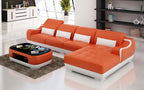 Amir Small Modern Leather Sectional with Tufted Chaise