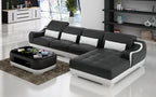 Amir Small Modern Leather Sectional with Tufted Chaise