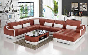Amir Modern Leather Sectional with Tufted Chaise