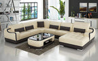 Amir Modern Leather Sectional with Tufted Chaise