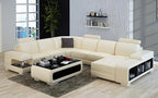 Elza Modern U-Shape Leather Sectional with LED Light