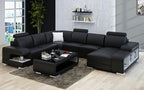 Elza Modern U-Shape Leather Sectional with LED Light