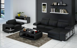 Elza Mini Modern Leather Sectional with Chaise