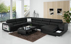 Poris Modern U-Shape Leather Sectional with Led Light