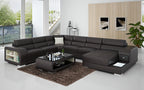 Poris Modern U-Shape Leather Sectional with Led Light