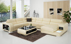 Poris Modern U-Shape Leather Sectional with Led Light