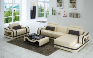 Asland Mini Modern Leather Sectional with Chaise