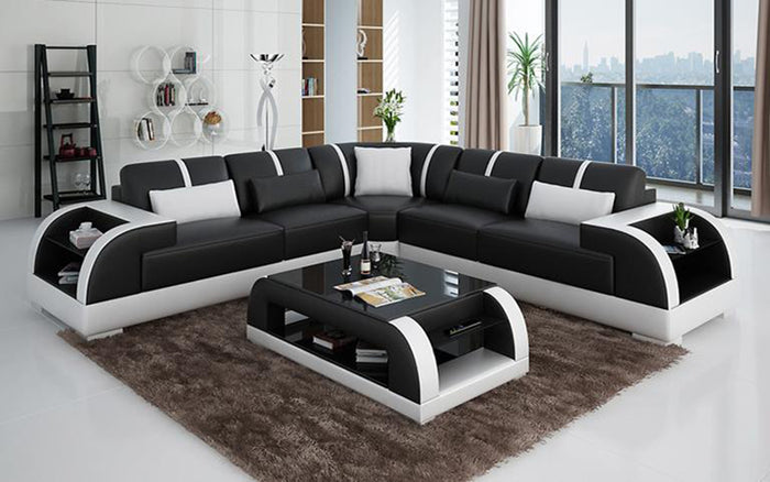 Syras Modern Leather Sectional