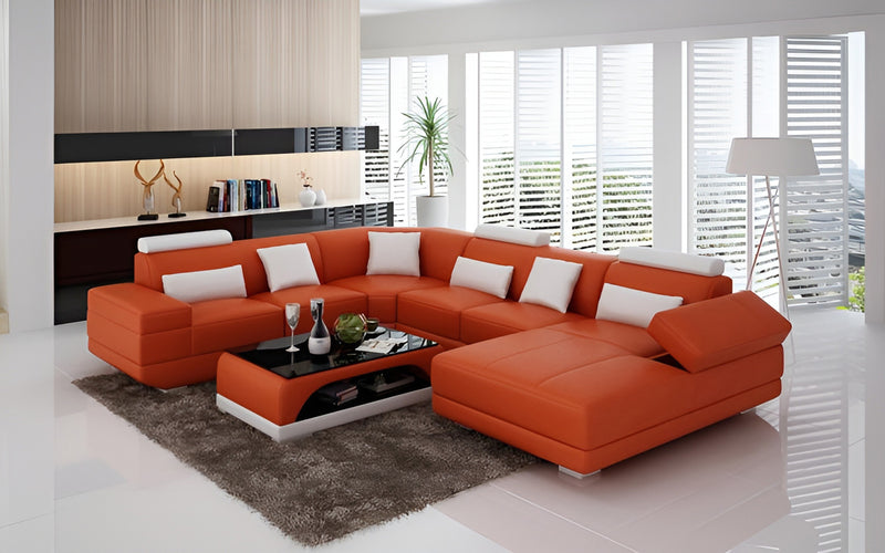 Gileanas Modern U-Shape Leather Sectional – Jubilee Furniture