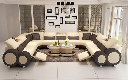 Aetius XL Modern U-Shape Leather Sectional with Footrest