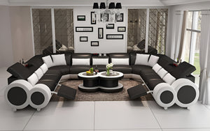 Aetius XL Modern U-Shape Leather Sectional with Recliner