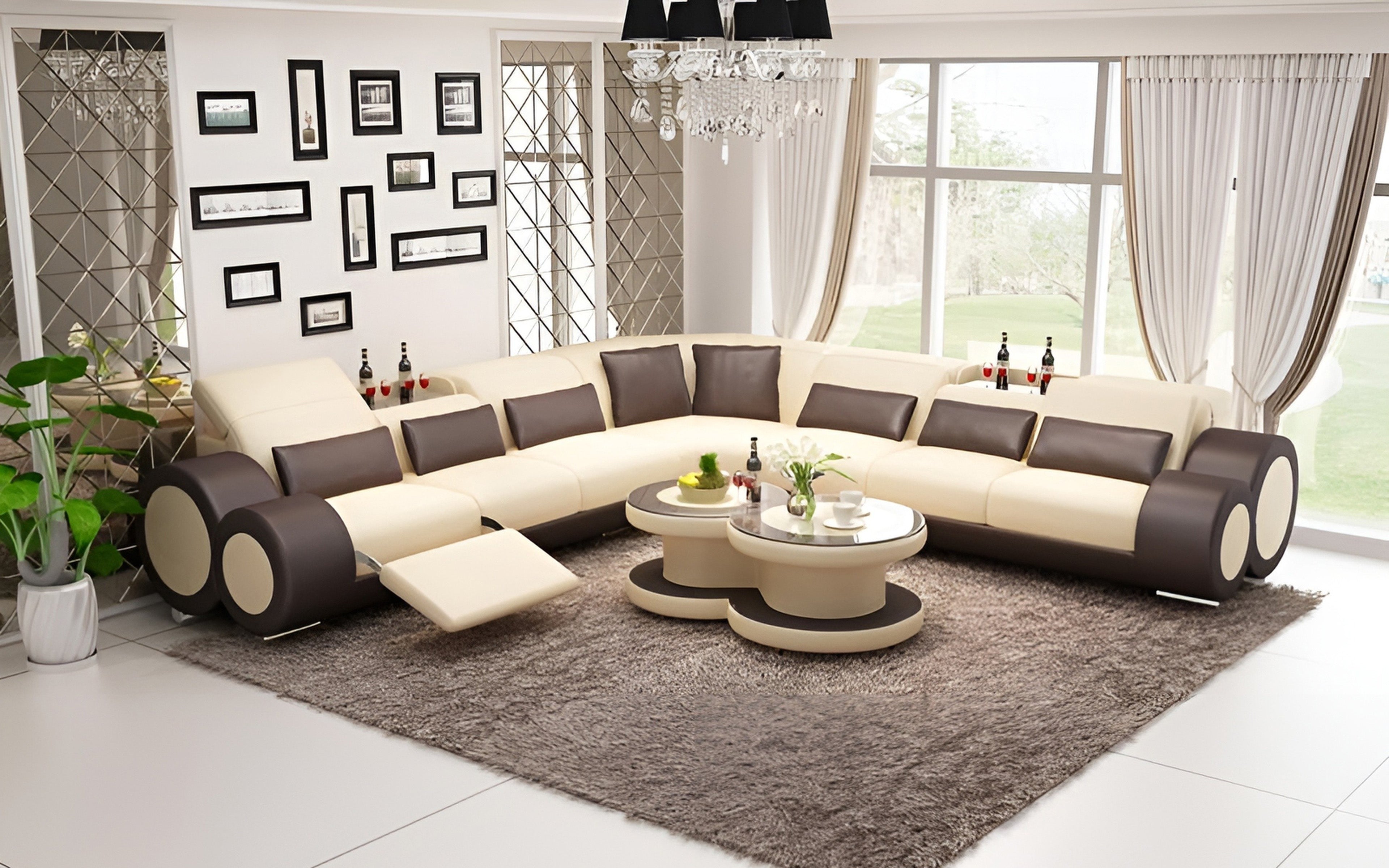 Aetius XL Modern Leather Sectional with Footrest