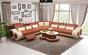 Aetius XL Modern Leather Sectional with Recliner