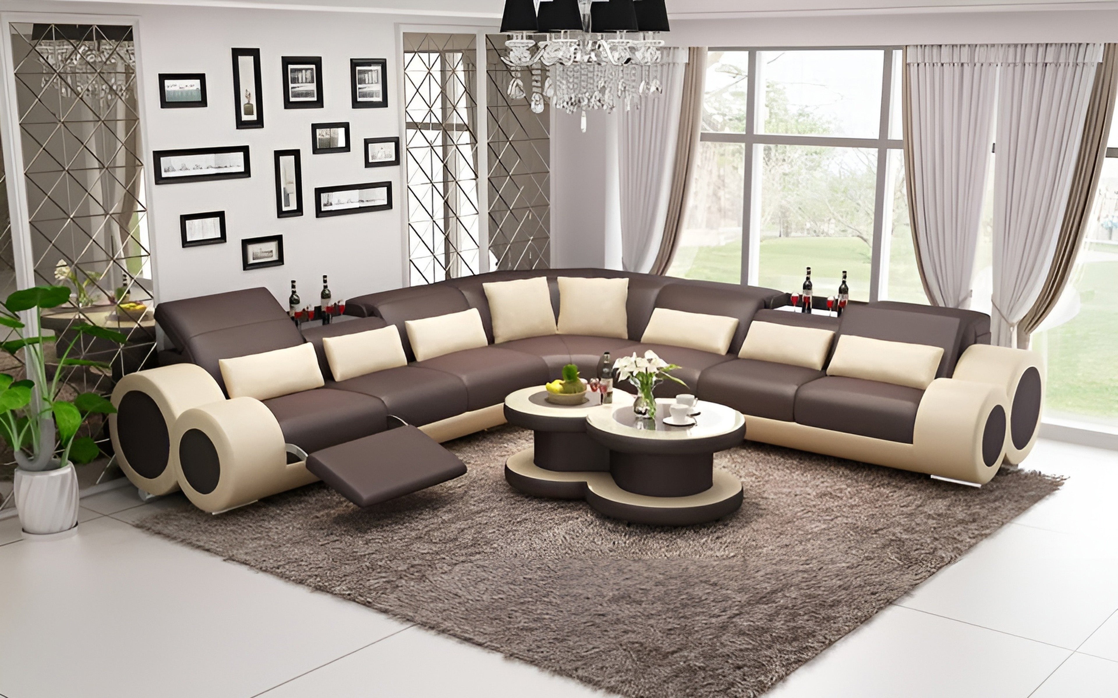 Aetius XL Modern Leather Sectional with Footrest