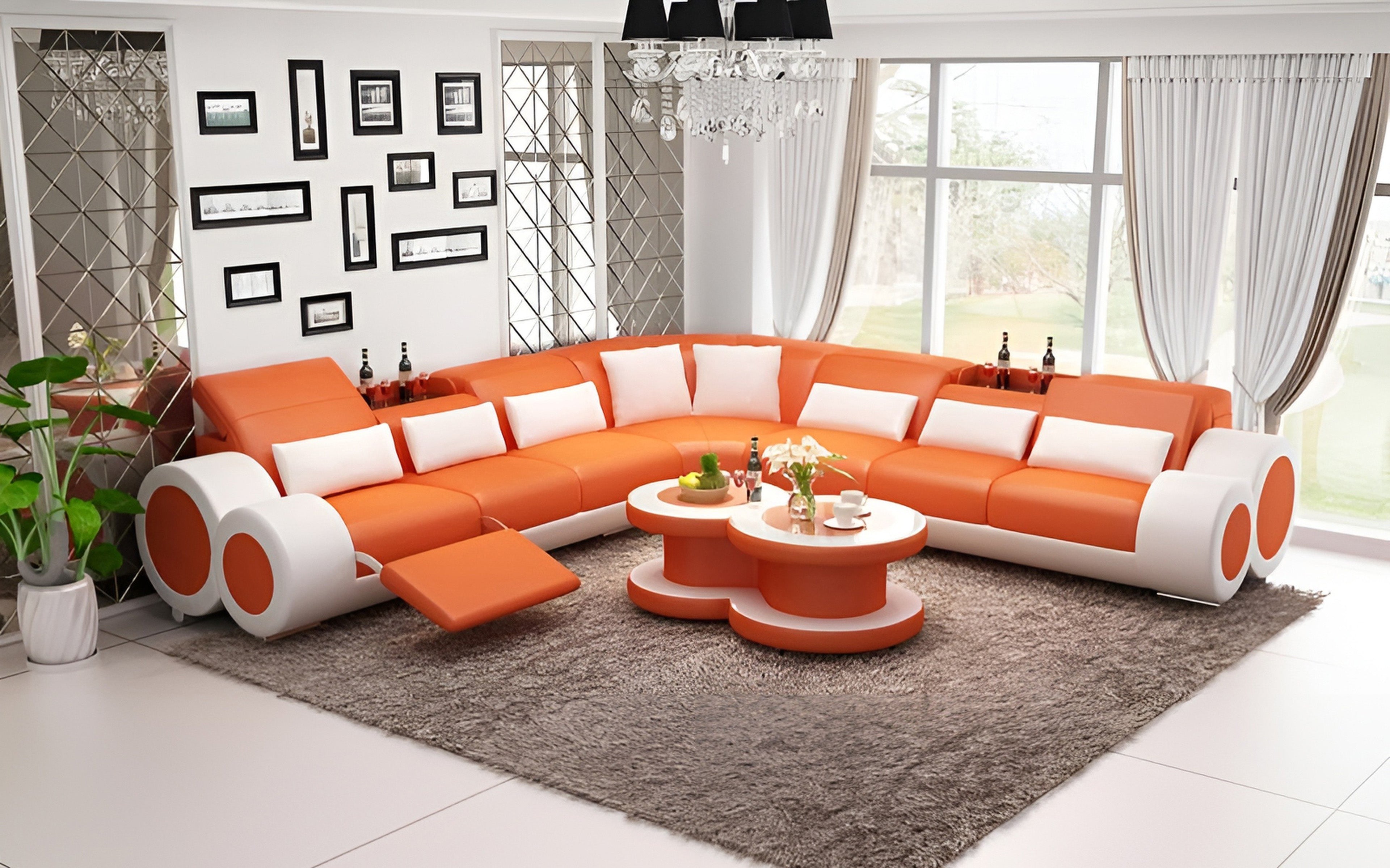 Aetius XL Modern Leather Sectional with Footrest