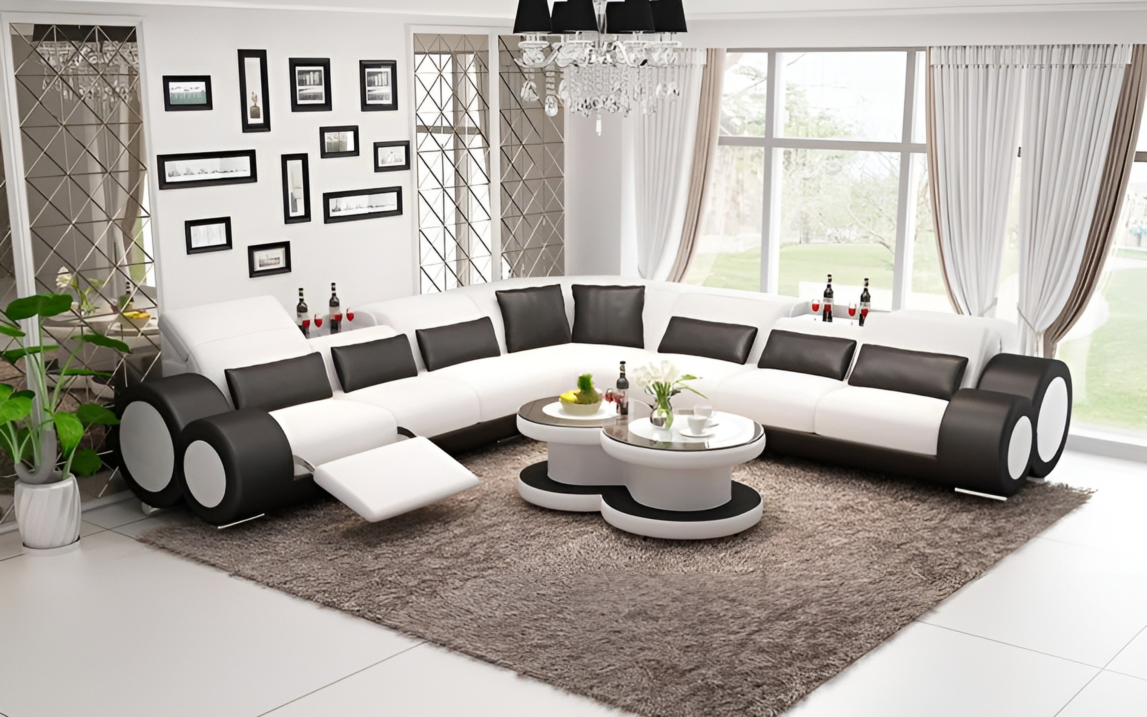 Aetius XL Modern Leather Sectional with Footrest