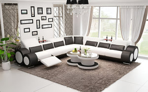 Aetius XL Modern Leather Sectional with Recliner
