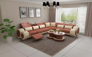 Aetius Modern Leather Sectional with Recliner