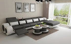 Aetius Small Modern Leather Sectional with Footrest