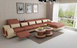 Aetius Small Modern Leather Sectional with Recliner
