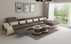 Aetius Small Modern Leather Sectional with Footrest