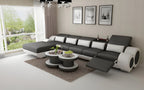 Aetius Small Modern Leather Sectional with Footrest