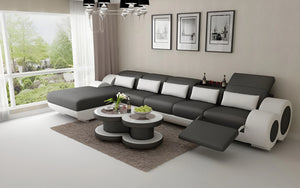 Aetius Small Modern Leather Sectional with Recliner