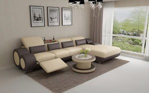 Aetius Mini Modern Leather Sectional with Recliner