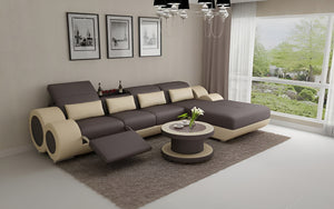 Aetius Mini Modern Leather Sectional with Recliner