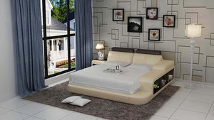 Beige Leather Bed