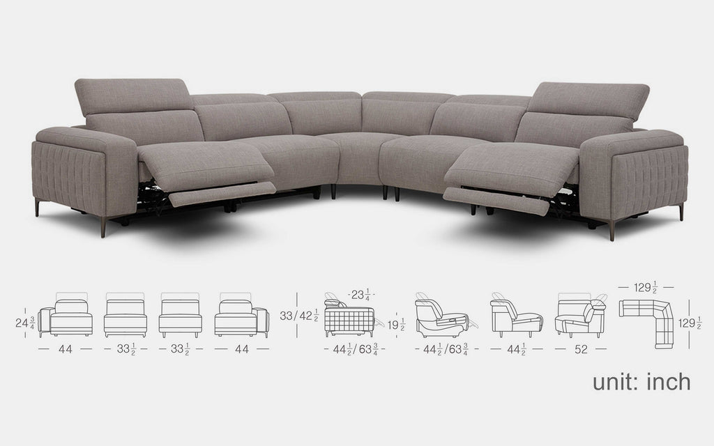 Aiza Modern Sectional with Recliner