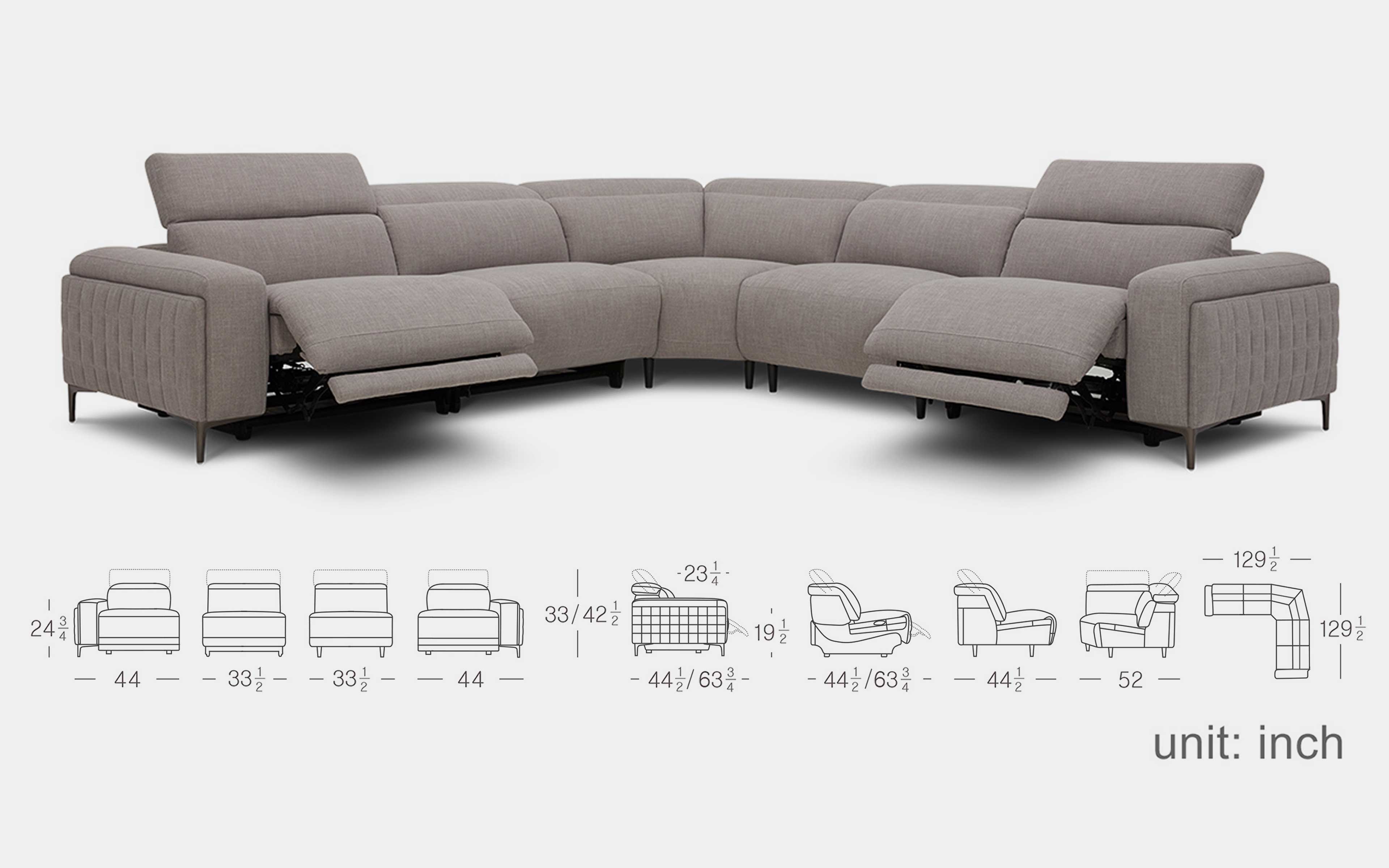 Aiza Modern Sectional with Recliner