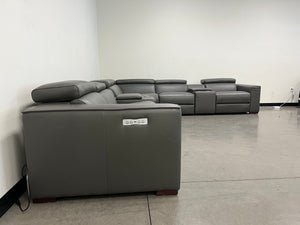 8pc Birt Leather Sectional Sofa With Recliners