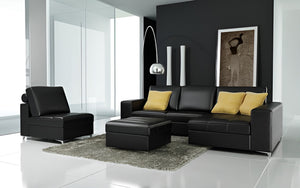 Freya Small Modern Leather Sectional with Ottoman