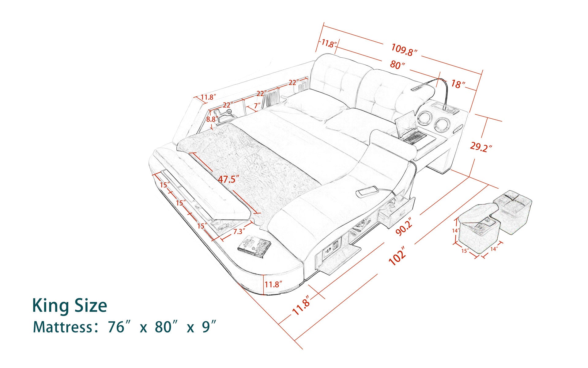 Brown color Hariana Tech Smart Ultimate Bed | All In One Bed