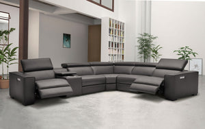 Birt Leather Sectional Sofa With Recliners