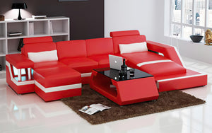 Emerson Small Modern Leather Sectional with Ottoman