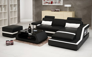 Emerson Mini Modern Leather Sectional with Chaise