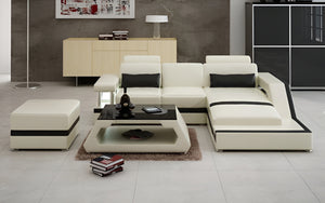 Emerson Mini Modern Leather Sectional with Chaise