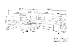 Norba Modern U-Shape Leather Sectional