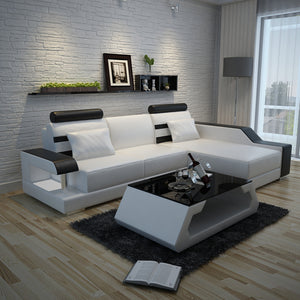 Norba Mini Modern Leather Sectional with Chaise