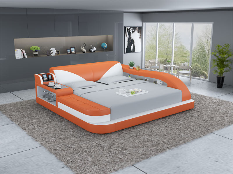 Plaff Leather Bed With Storage