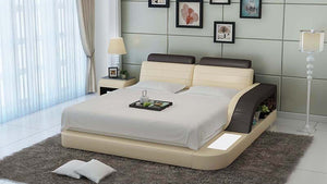 Beige Leather Bed