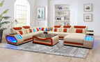 Omont Large Modern Leather Sectional with Console | Futuristic Furniture