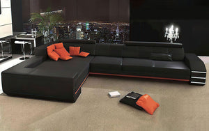 Hober Leather Sectional with Chaise