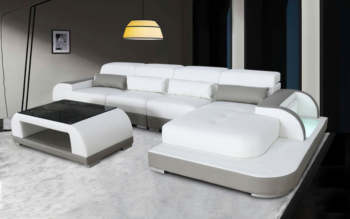 Brosnan Leather Sectional with LED Light