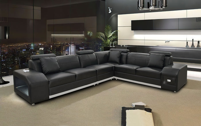 Giada Leather Sectional with LED Lights